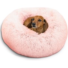 Best Friends by Sheri The Original Calming Shag Fur Donut Cuddler Cat & Dog Bed, Cotton Candy, Small