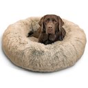 Best Friends by Sheri The Original Calming Shag Fur Donut Cuddler Cat & Dog Bed, Taupe, Large