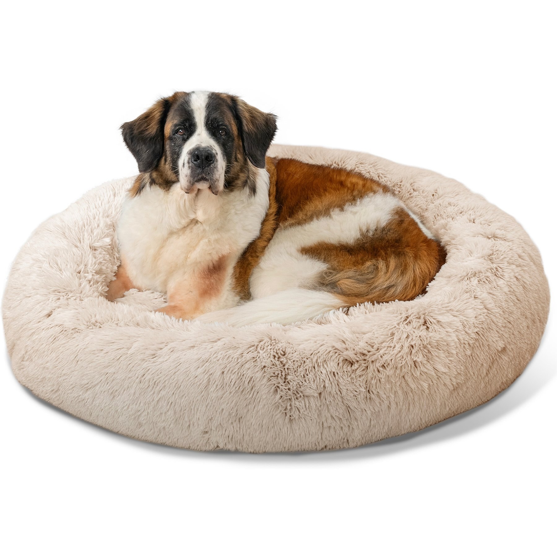 Best Friends by Sheri The Original Calming Shag Fur Donut Cuddler Cat & Dog Bed, Taupe, X-Large