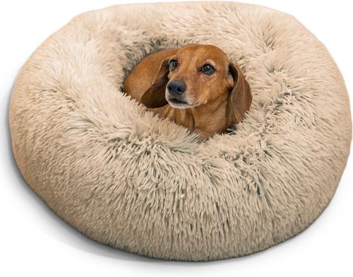 Best Friends by Sheri The Original Calming Shag Fur Donut Cuddler Cat & Dog Bed, Baby Blue, Small