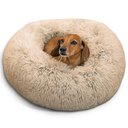 Best Friends by Sheri The Original Calming Shag Fur Donut Cuddler Cat & Dog Bed, Taupe, Small