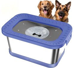Decflow Stainless Steel No-Spill Anti-Splash Dog Water Bowl with Anti-Skid Mat, 7-L, Blue