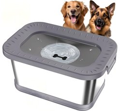 Decflow Stainless Steel No-Spill Anti-Splash Dog Water Bowl with Anti-Skid Mat, 7-L, Grey