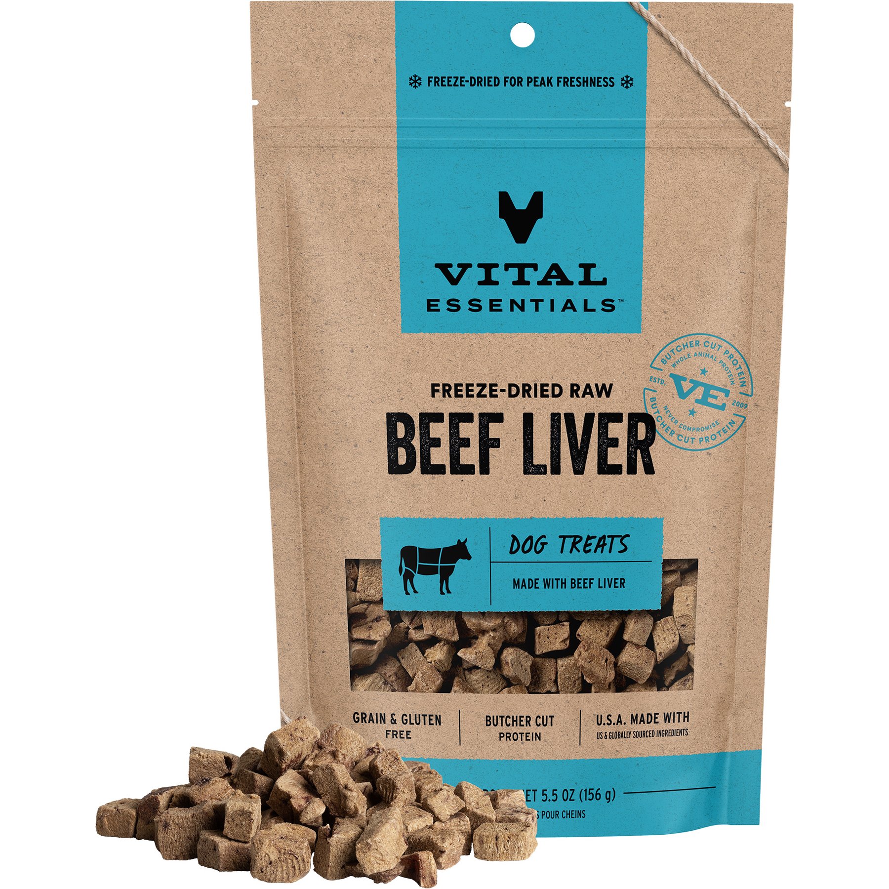 Vital Essentials Freeze-Dried Raw Beef Liver Dog Treats, 5.5-oz bag