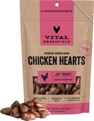 Vital Essentials Freeze-Dried Raw Chicken Hearts Cat Treats, 2.75-oz bag