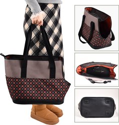 GOOPAWS Soft-Sided Tote Purse Carrier with Pocket for Small Dogs, Khaki, 19-in slide 2 of 7