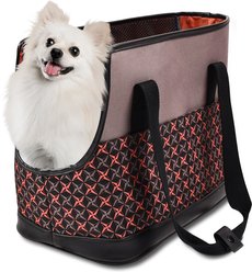 GOOPAWS Soft-Sided Tote Purse Carrier with Pocket for Small Dogs, Khaki, 19-in