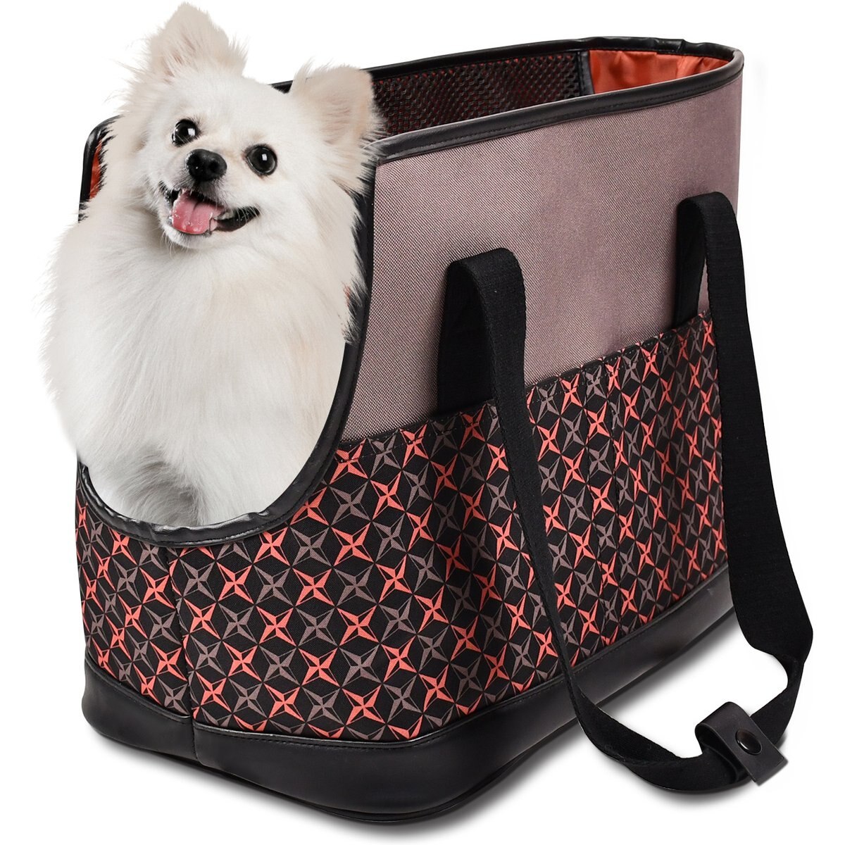 GOOPAWS Soft-Sided Tote Purse Carrier with Pocket for Small Dogs, Khaki, 19-in