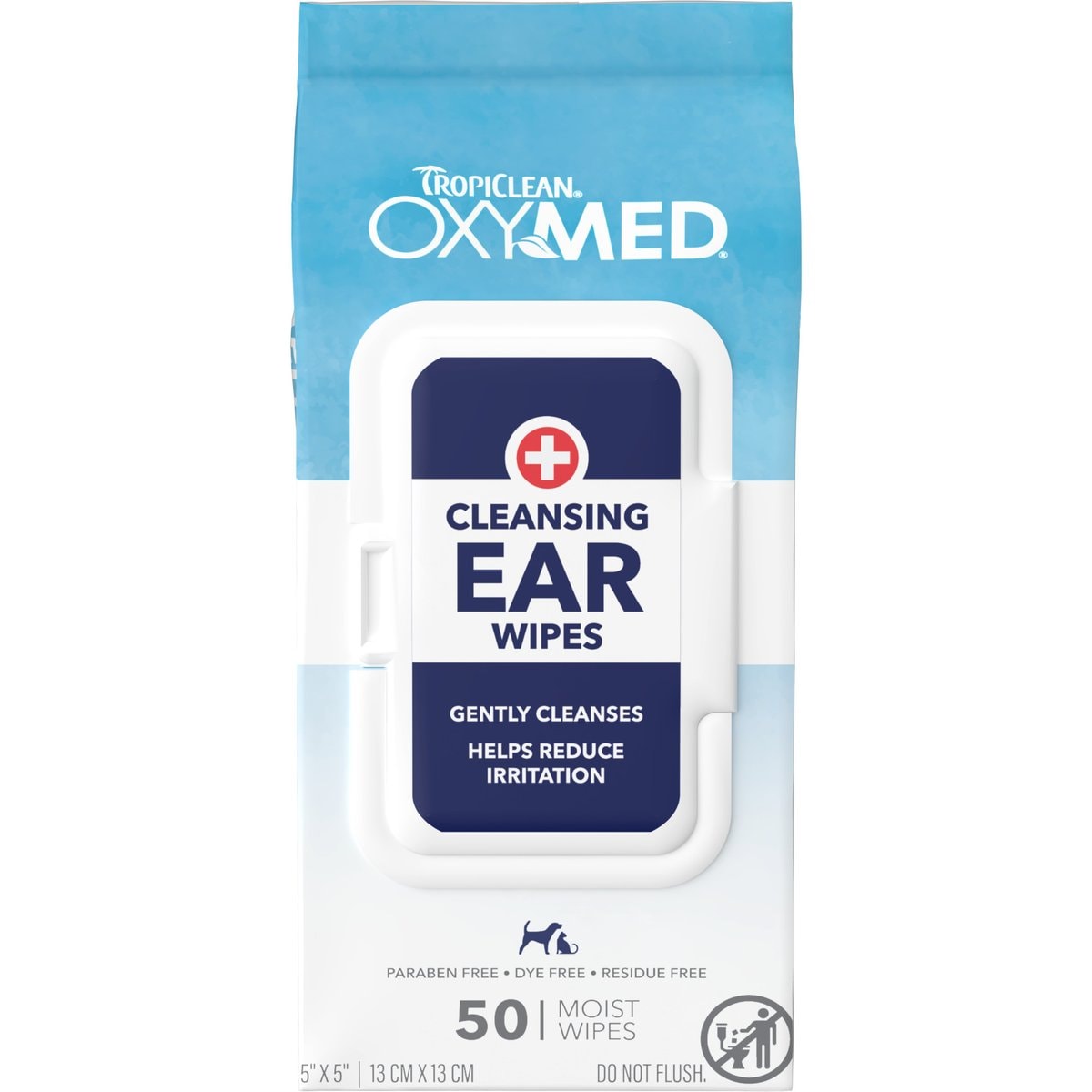 TropiClean Oxymed Anti-Itch Relief Soothing Ear Wipes for Dogs & Cats, White, 50 count