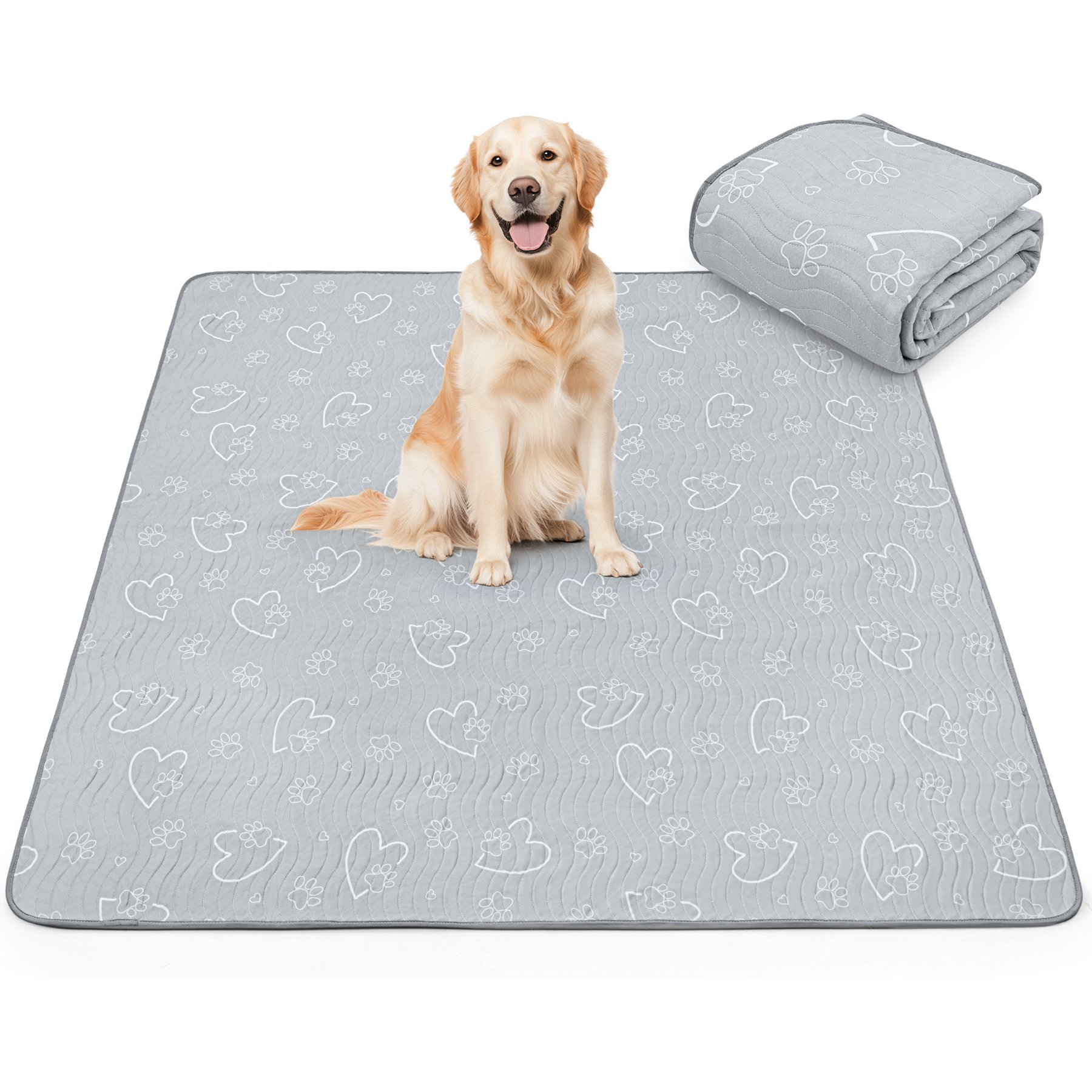 PICK FOR LIFE Washable Reusable Waterproof & Absorbent Non-Slip Dog Pee Pads, Gray, 24 x 36-in, 2 count