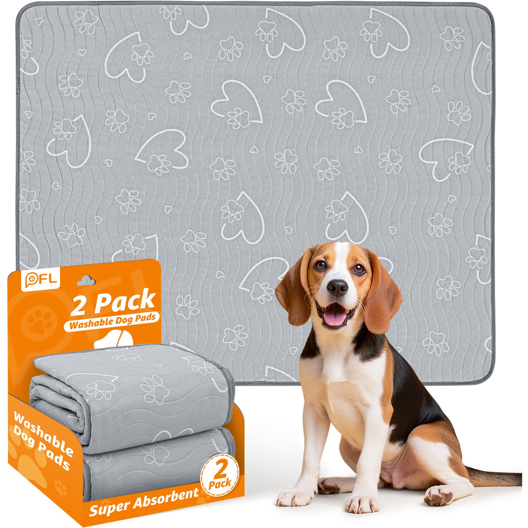 PICK FOR LIFE Washable Reusable Waterproof & Absorbent Non-Slip Dog Pee Pads, Gray, 66 x 72-in, 1 count