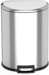NineStars Step-On Trash Can Stainless Steel Dog Waste Disposal System, Silver Black, 13.2-gal