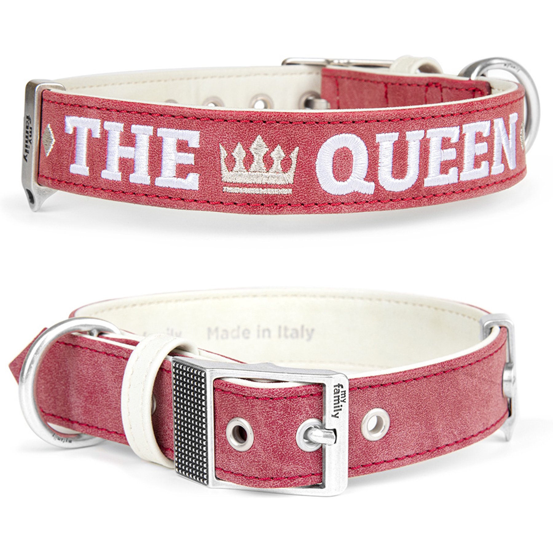 myfamily Royal Dog Collar, Red, Medium/Large: 15 to 17-in neck, 1-in wide