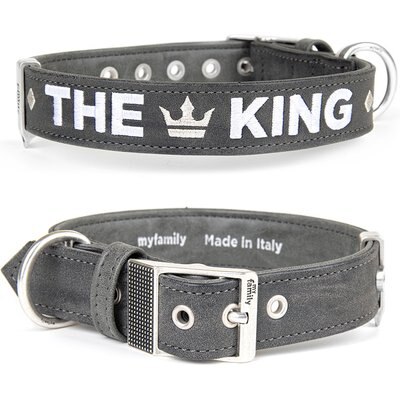 myfamily myfamily Royal Dog Collar, Grey, XXX-Large: 21 to 25-in neck, 1.375-in wide