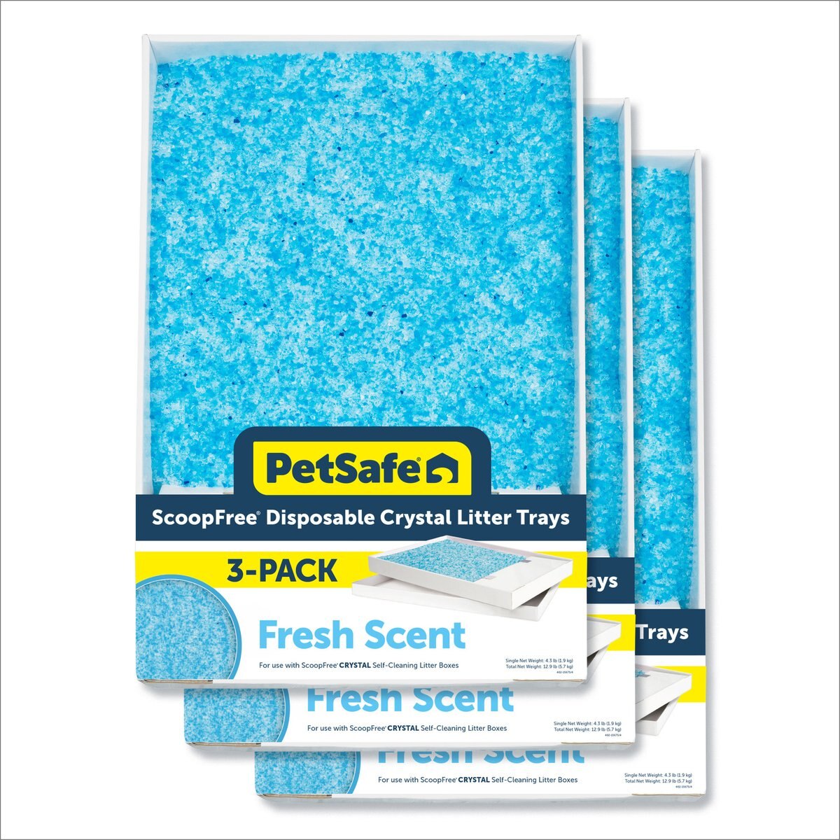 PetSafe ScoopFree Complete Disposable Crystal Cat Litter Tray, 3-Pack, Blue
