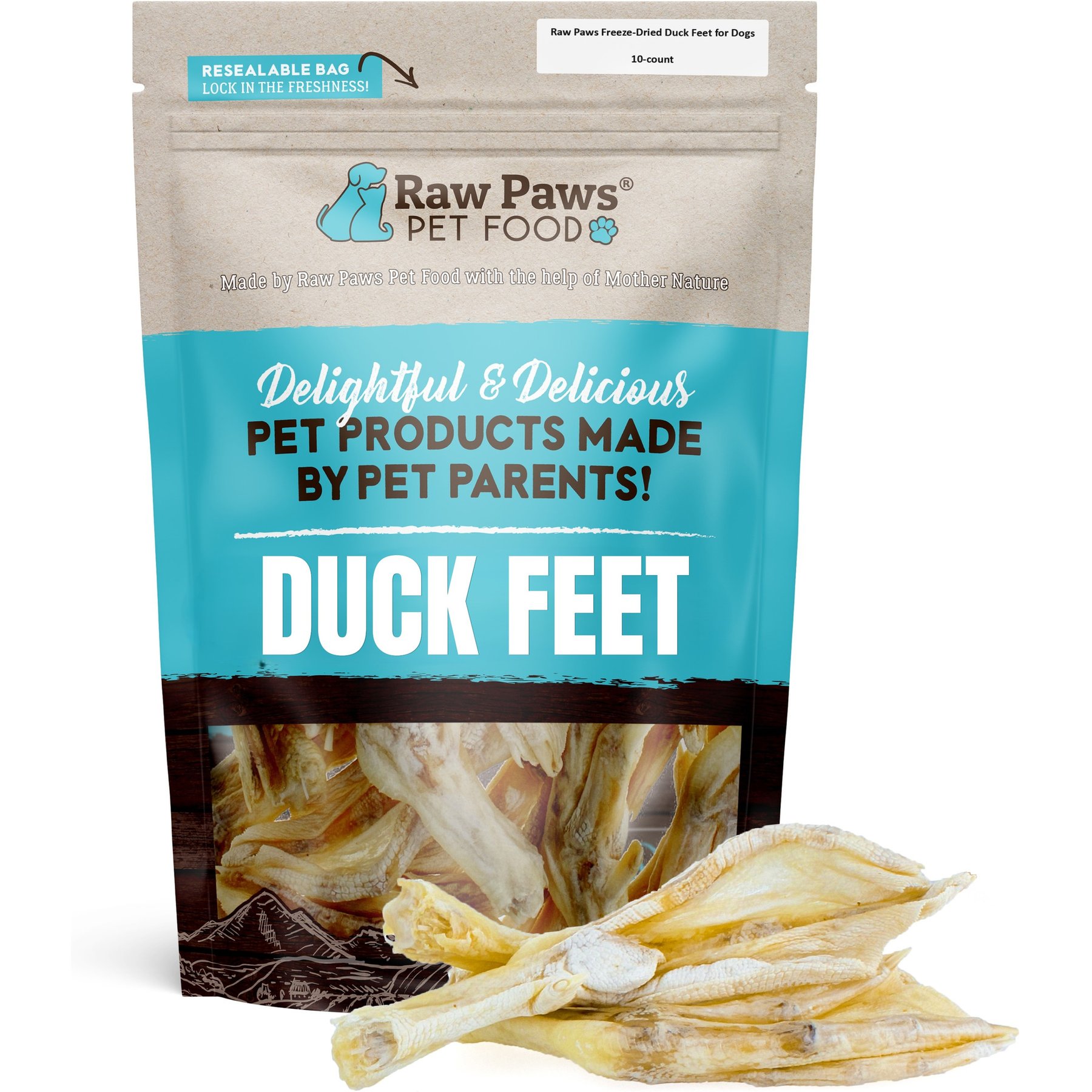 Raw Paws Duck Feet Freeze-Dried Dog Treats, 10 count