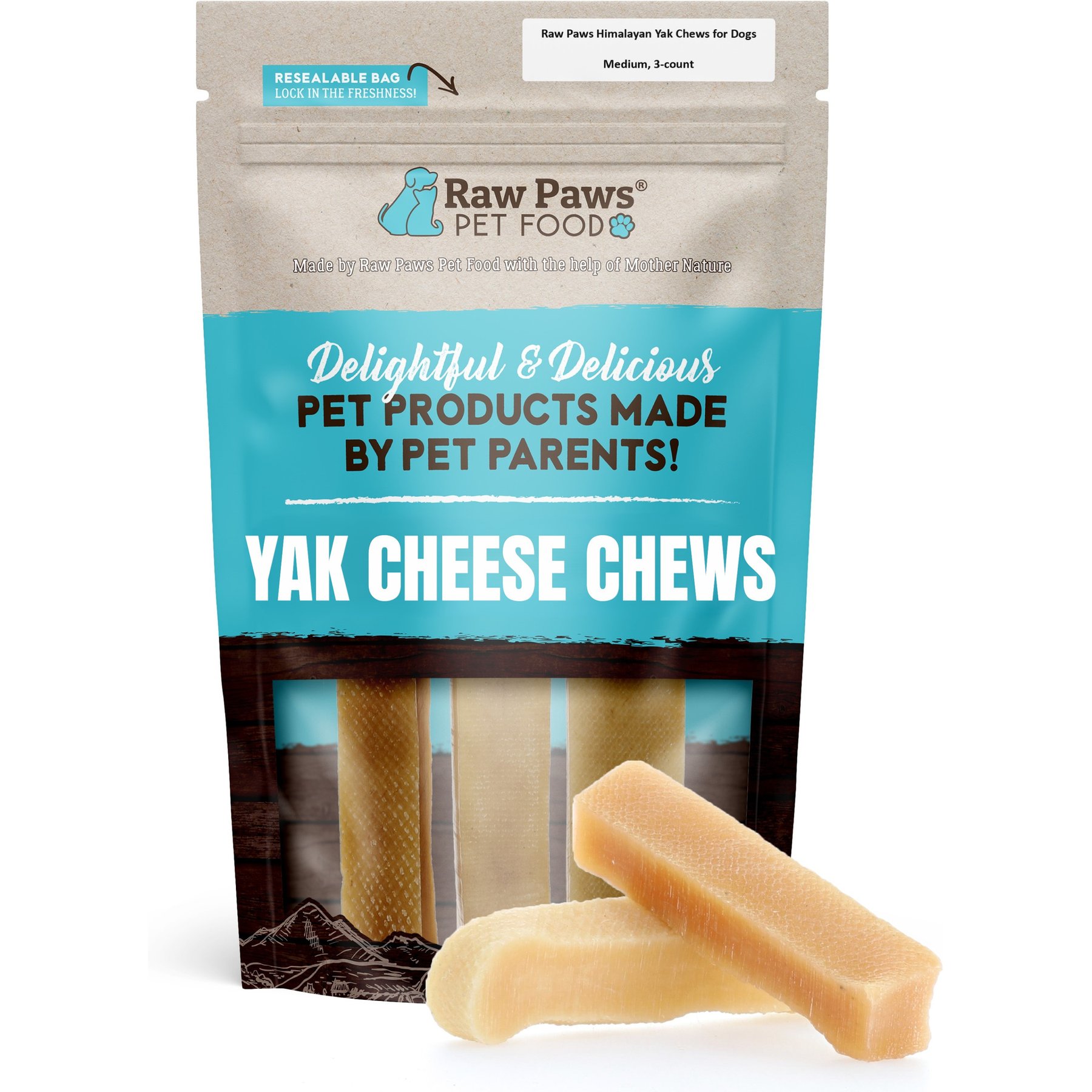 Raw Paws Himalayan Yak Cheese Dog Chew Treats, Medium, 3 count