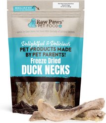 Raw Paws Freeze-Dried Duck Neck Raw Dog Chew, 5-oz bag