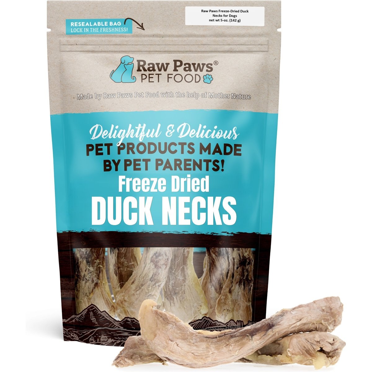 Raw Paws Duck Neck Freeze-Dried Dog Treats, 5-oz bag