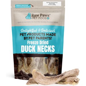 Raw Paws Freeze-Dried Duck Neck Raw Dog Chew, 5-oz bag