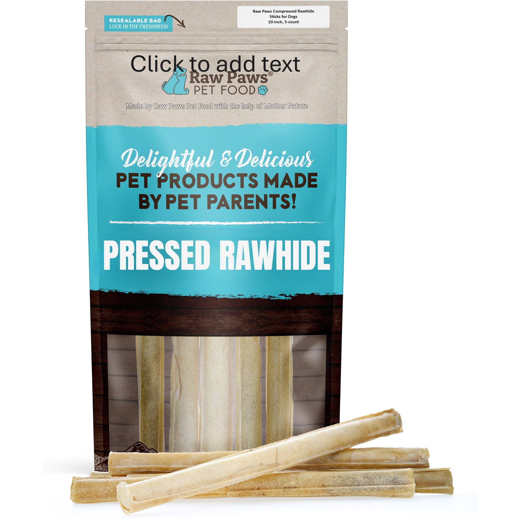 Raw Paws 10-inch Compressed Rawhide Stick Dog Chew Treats, 5 count