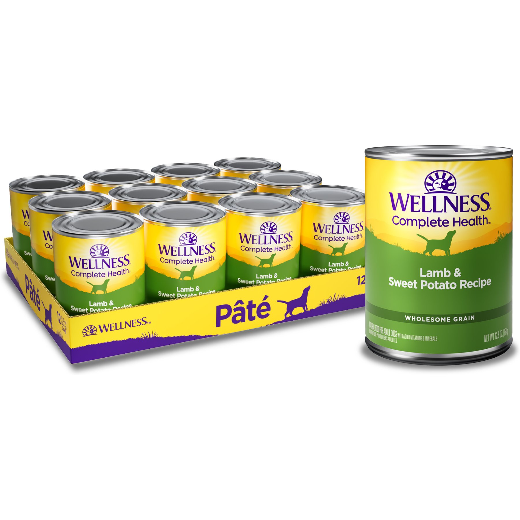 Wellness Complete Health Lamb & Sweet Potato Dog Food, 12.5-oz, 12 ct