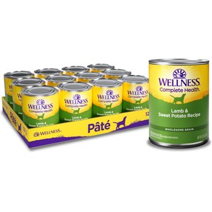 Wellness Complete Health Lamb & Sweet Potato Formula Canned Dog Food, 12.5-oz, case of 12