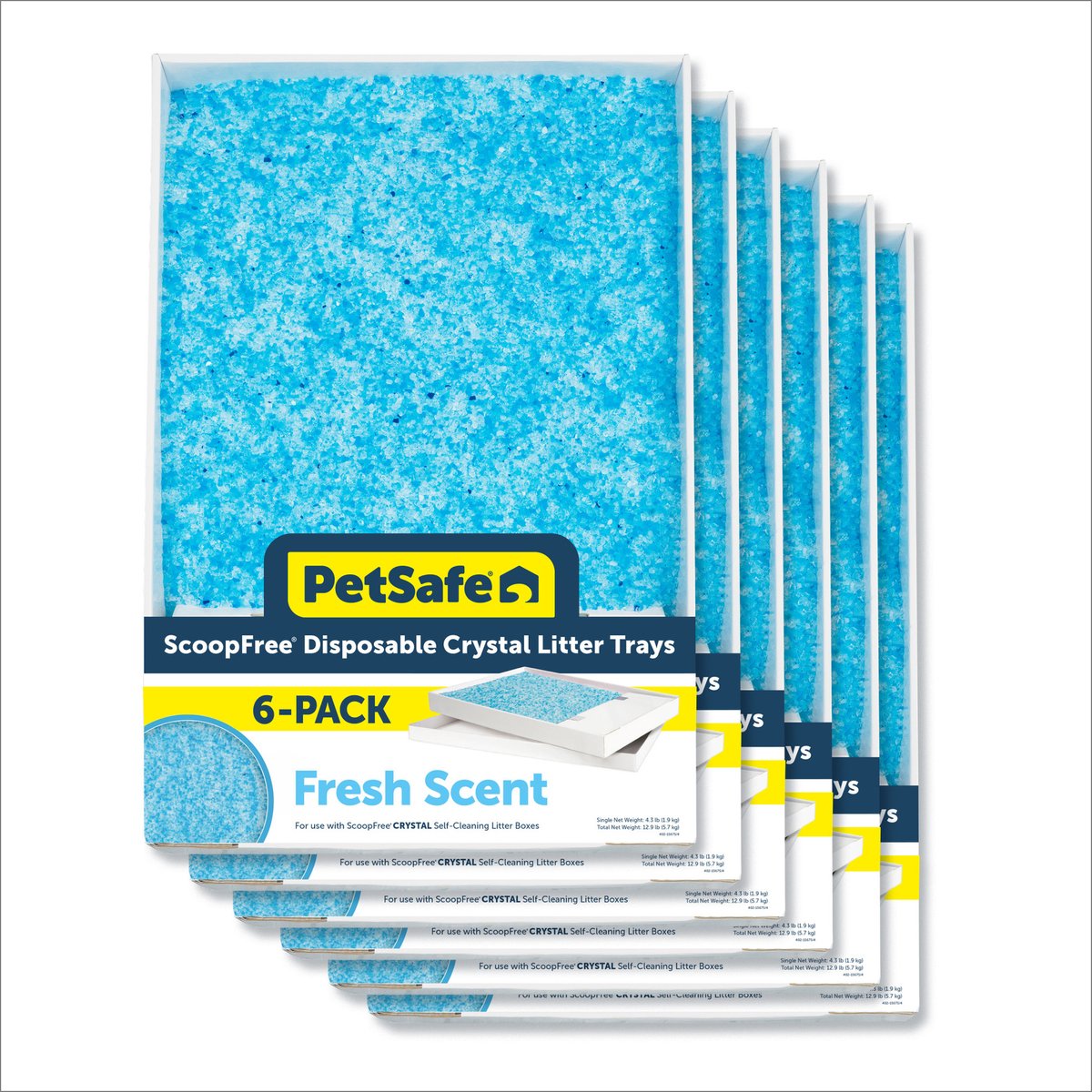 PetSafe ScoopFree Complete Disposable Crystal Cat Litter Tray, 6-Pack, Blue
