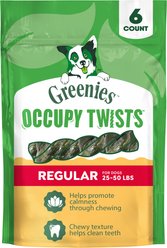Greenies Occupy Twists Regular Chicken Flavor Natural Long-Lasting Chews Dog Treats, 6 count