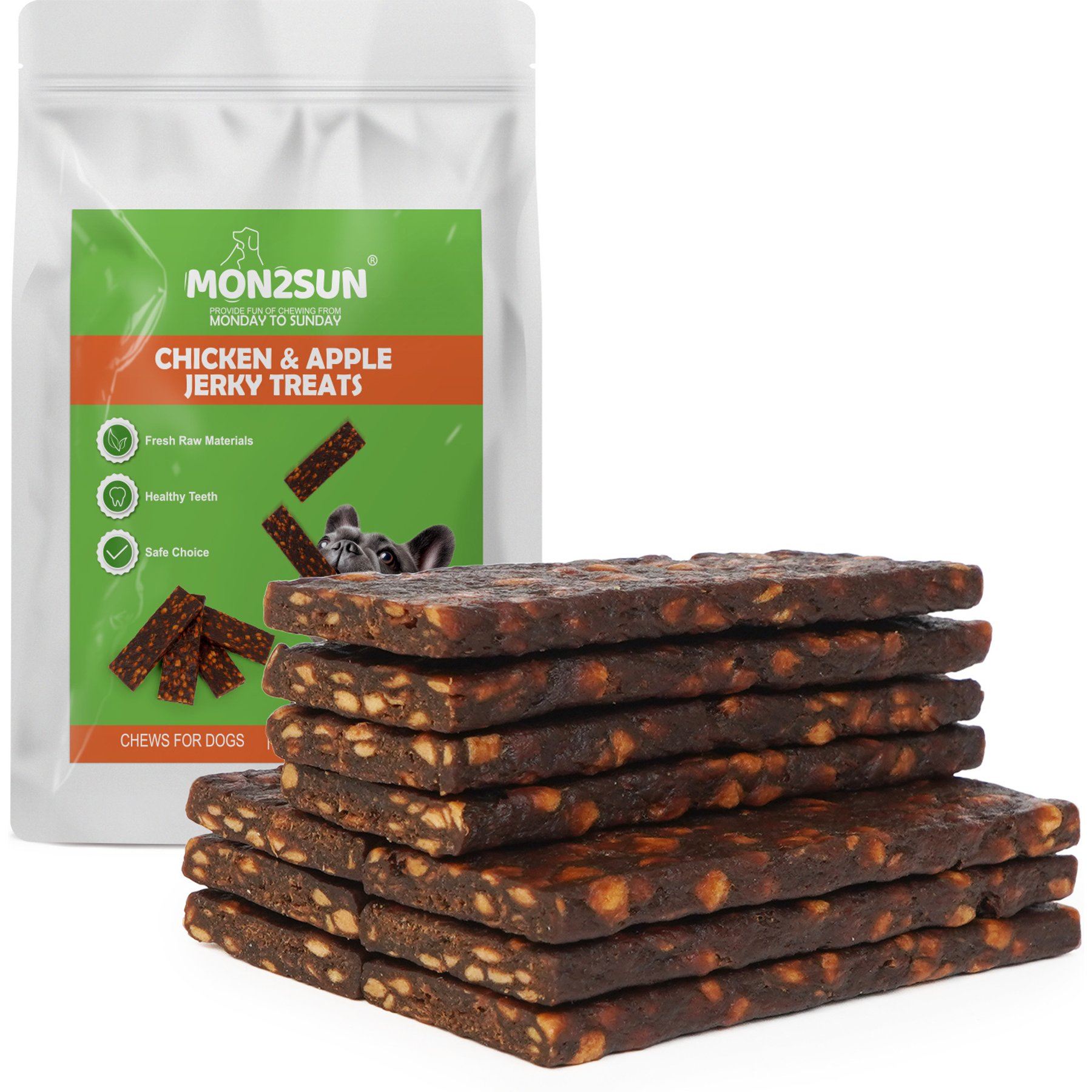 MON2SUN High-Protein Chicken & Apple Jerky 4-inch Dog Treats, 10.58-oz bag
