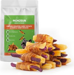 MON2SUN High-Protein Chicken Wrapped Sweet Potato & Purple Sweet Potato 2.5-in Soft & Chewy Dog Treats, 10-oz bag