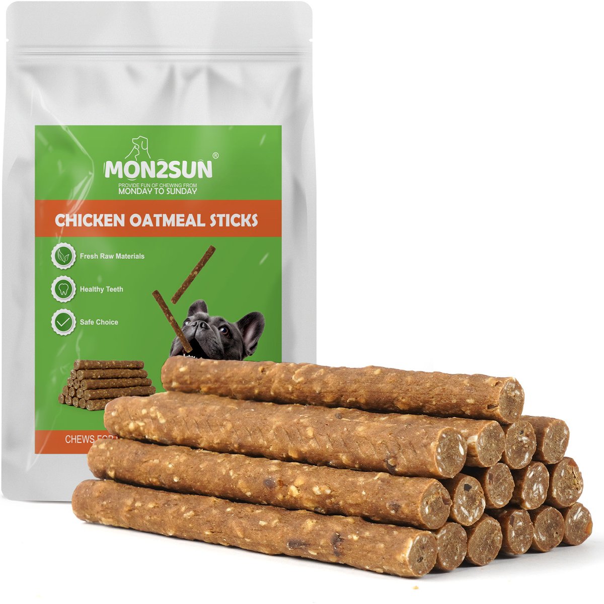 MON2SUN High-Protein Chicken Oatmeal Sticks Jerky 5-in Dog Treats, 10.58-oz bag