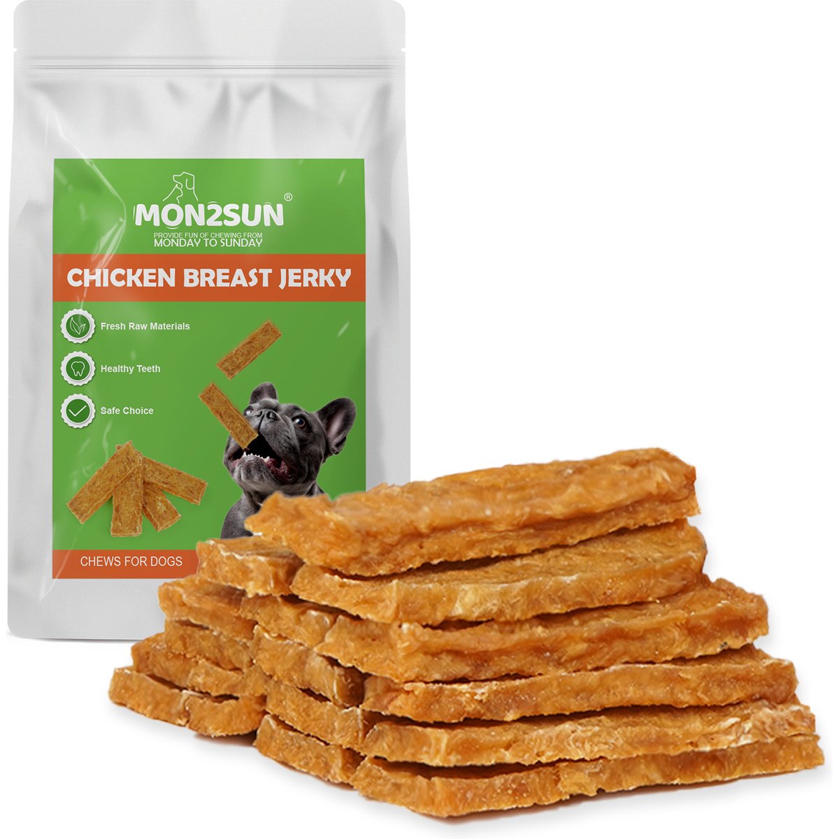 MON2SUN High-Protein Chicken Breast Jerky 4 to 4.5-in Dog Treats, 10.58-oz bag