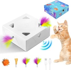 Migipaws Interactive Migibox PopSkin Hide & Seek Cat Toy, White