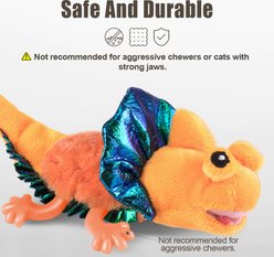 Migipaws Cat Wand Attachment, Rechargeable Touch-Activated Lizard with Flapping Tail Chirping Sound & Catnip Cat Toy, Orange slide 2 of 9