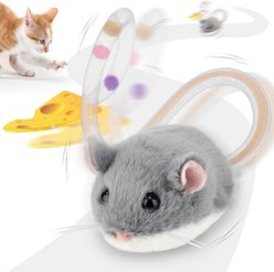 Migipaws Interactive 360 Degree Rolling & Spin Waggle Tail with Mouse Sound And Catnip 1.0 Migimouse Cat Toy, Grey