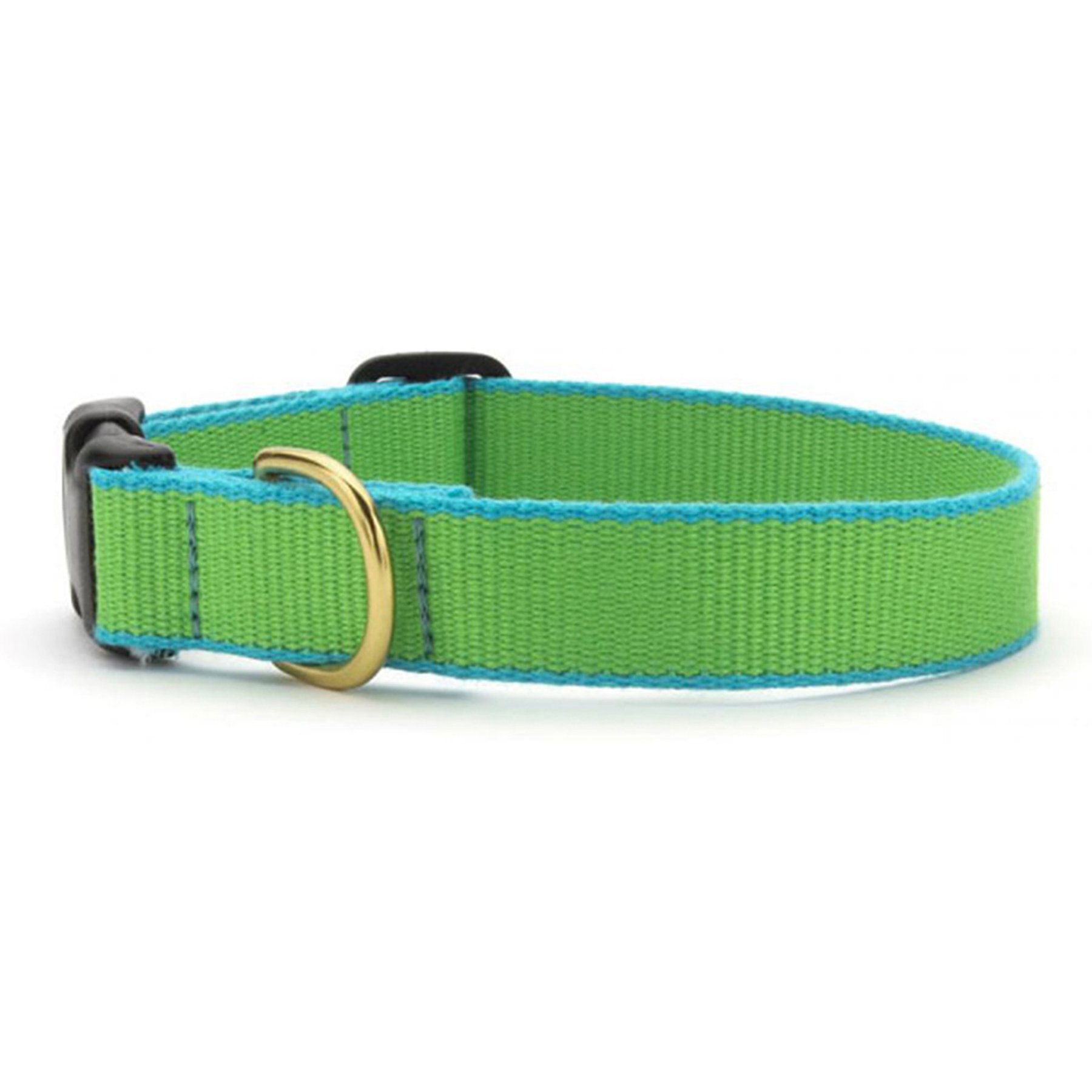 Up Country Color Market Adjustable Dog Collar, Lime/Aqua, Small: 9 to 15-in neck, 5/8-in wide
