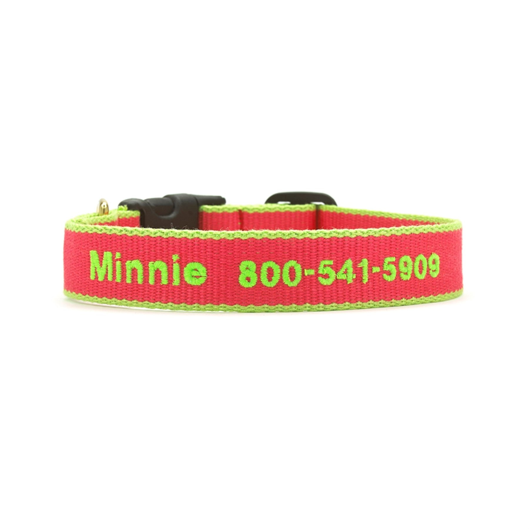 Up Country Color Market Personalized Dog Collar, Bright Pink/Lime, X-Large: 18 to 24-in neck, 1-in wide