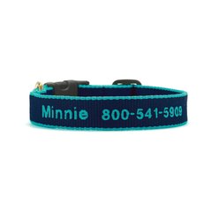 Up Country Color Market Personalized Dog Collar, Navy/Aqua, Large: 15 to 21-in neck, 1-in wide