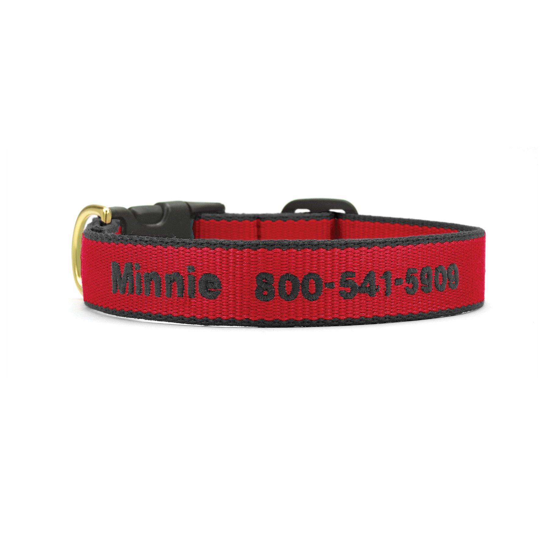 Up Country Color Market Personalized Dog Collar, Red/Black, Small: 9 to 15-in neck, 5/8-in wide