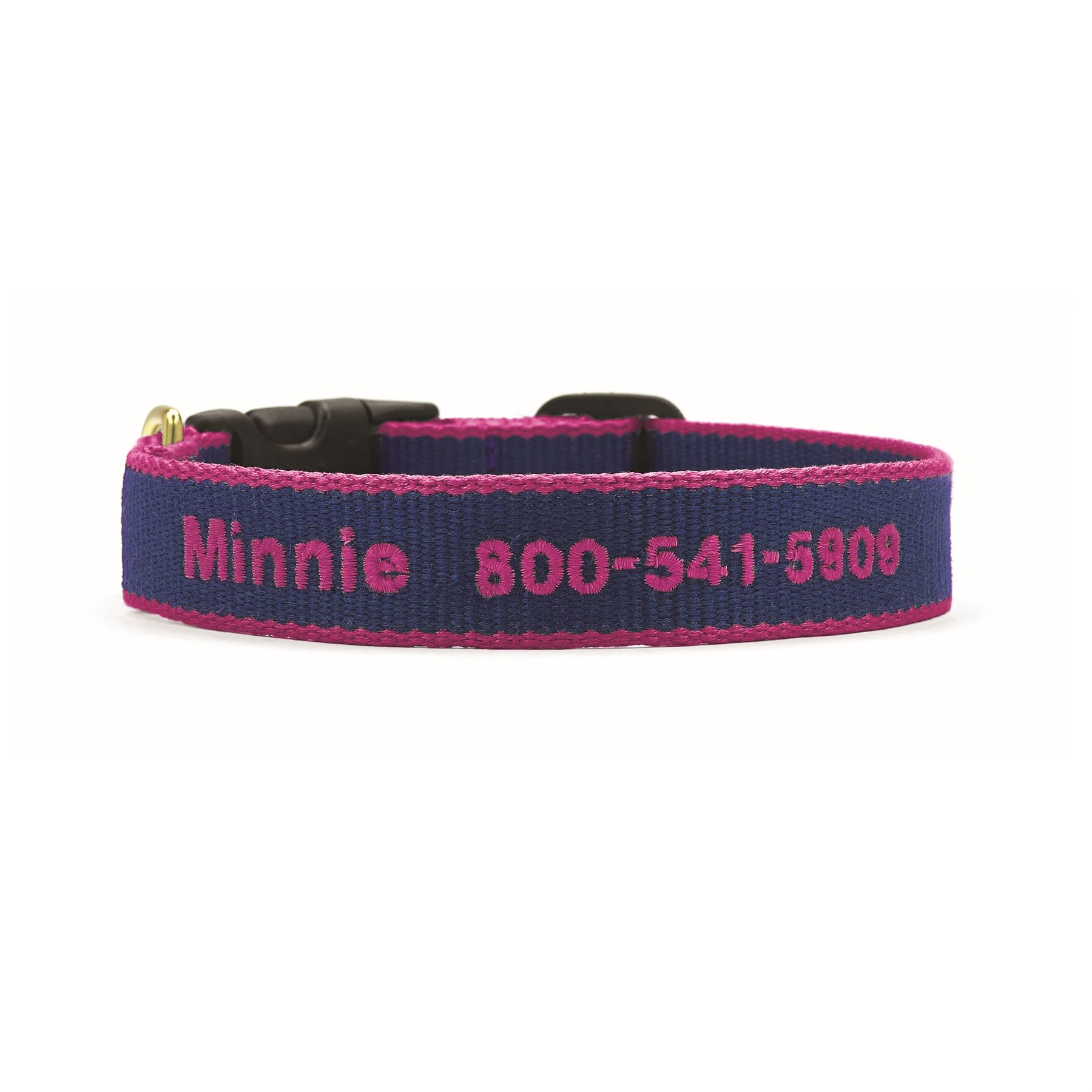 Up Country Color Market Personalized Dog Collar, Navy/Pink, Large: 15 to 21-in neck, 1-in wide