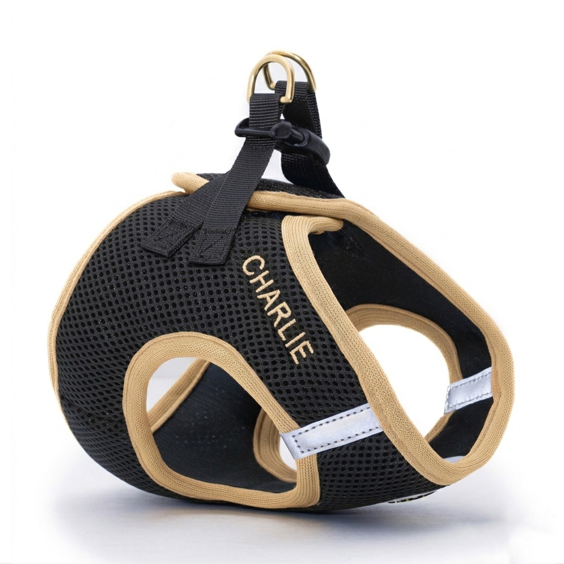 Up Country Personalized Step-In Vest Dog Harness, Black/Tan, Large: 18 to 20-in chest