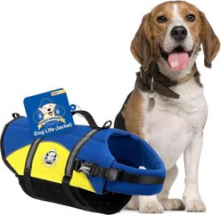 Paws Aboard Blue & Yellow Neoprene Dog Life Jacket, Small