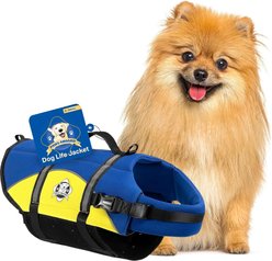 Paws Aboard Blue & Yellow Neoprene Dog Life Jacket, X-Small