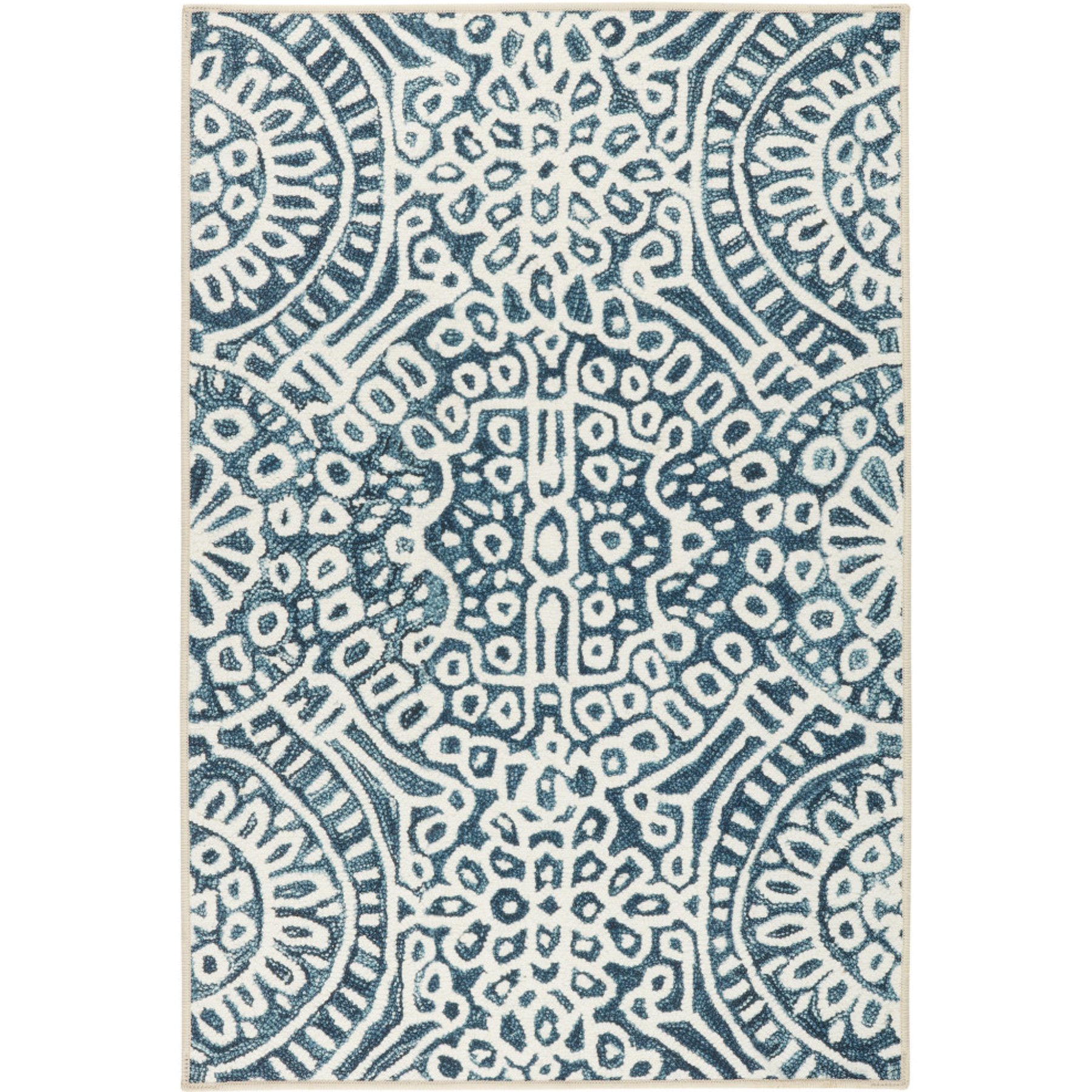 Annie Selke Dash & Albert Temple Machine Washable Rug, Ink, 3 x 5-ft