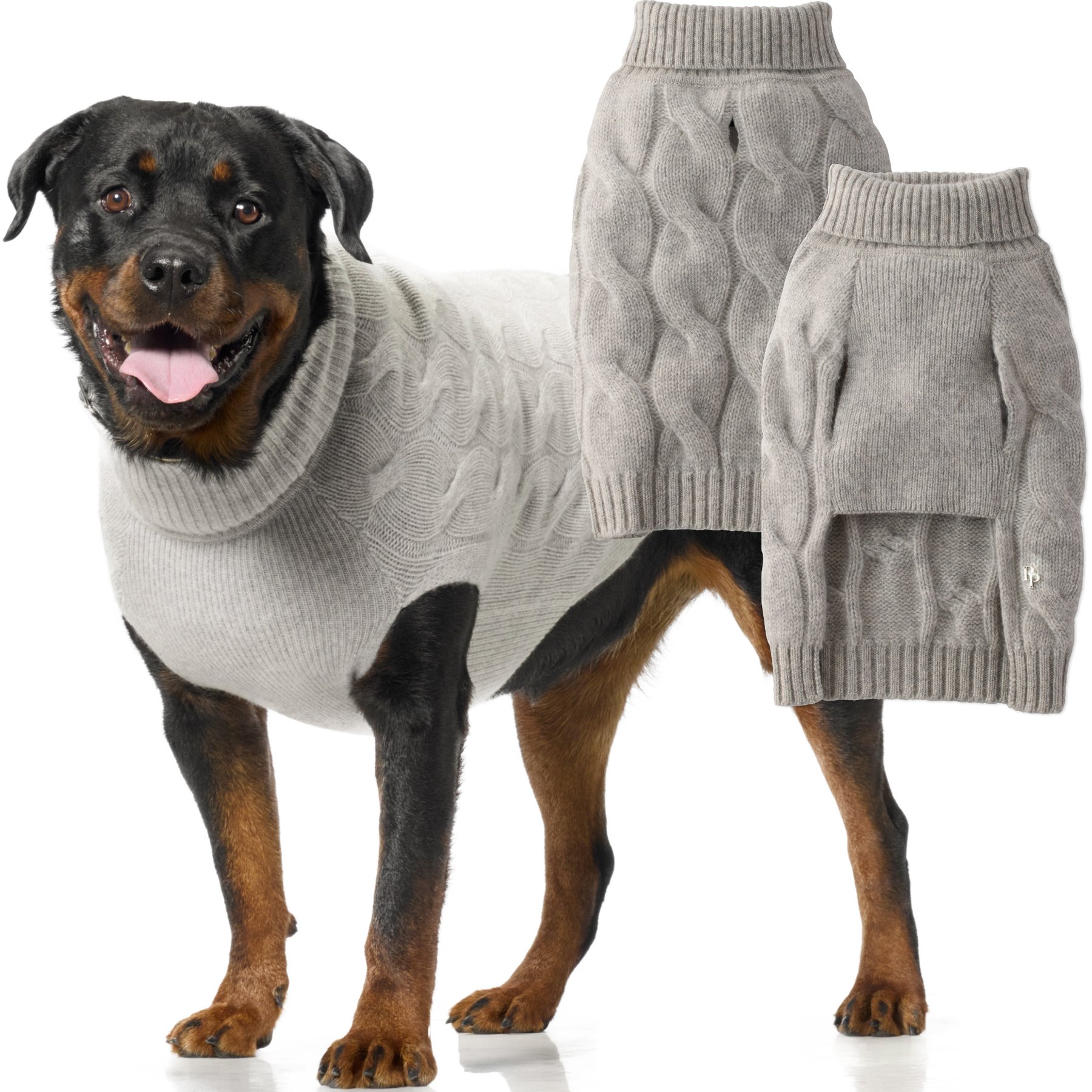 Pet Passion Clark The Chunky Cable Dog Sweater Vest, Cashmere, Medium