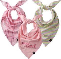 Pet Passion Bandit The Dog Bandana, 3 count, Pink Preppy Plaid, Medium/X-Large