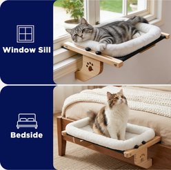 Invenho Windowsill Soft Plush Cat Bed & Window Perch, White slide 2 of 5