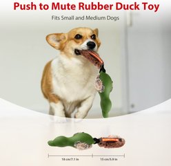 Gigwi Push to Mute Duck Squeaky Plush Rubber Dog Toy, Green slide 2 of 7
