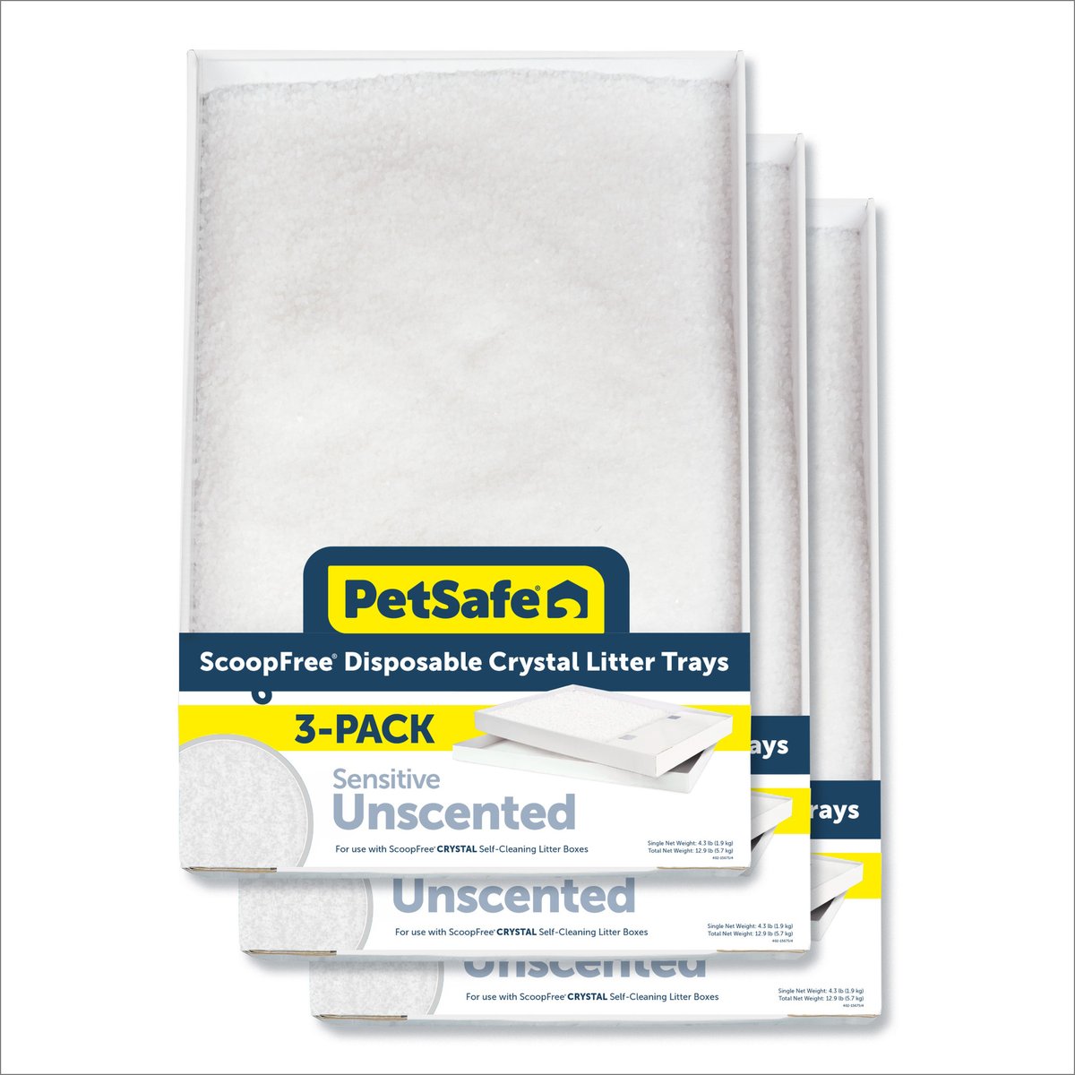 PetSafe ScoopFree Crystal Cat Litter Box Tray Refill with Fragrance-Free Crystals, 3 count